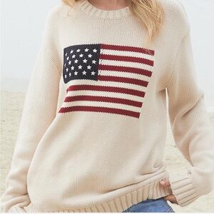 BRANDY MELVILLE Nico American Flag Sweater One Size Preppy Coastal Americana